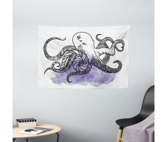 Line Art Animal Wide Tapestry