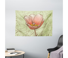 Romantic Flower Sketch Wide Tapestry