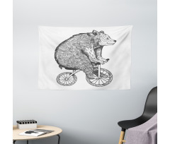 Funny Circus Bear Art Wide Tapestry