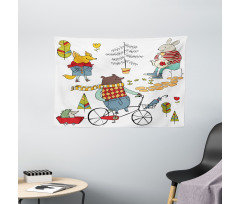 Urban Forest Characters Wide Tapestry