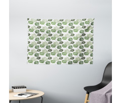 Tropical Jungle Leaves Wide Tapestry