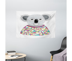 Hipster Animal Shirt Wide Tapestry