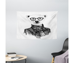 Sketch Bear Wide Tapestry