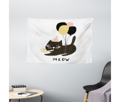 Party Pet with Balloons Wide Tapestry
