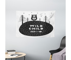 Wild Child and Bear Wide Tapestry