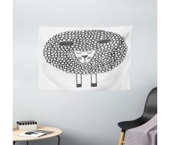 Doodle Sheep Wide Tapestry