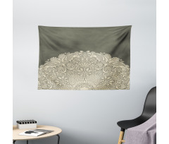 Floral Half Mandala Wide Tapestry