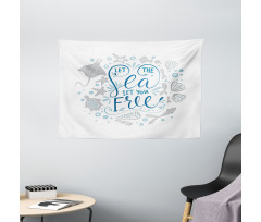 Marine Words with Fish Wide Tapestry