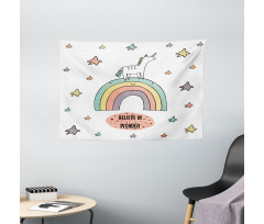 Rainbow Colorful Stars Wide Tapestry