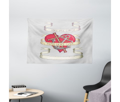 Anchor on Heart Motif Wide Tapestry