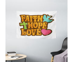 Grunge Faith Hope Words Wide Tapestry