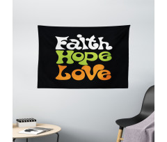 Vintage Faith Love Words Wide Tapestry