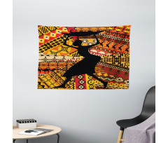 Folk Patterns Wide Tapestry