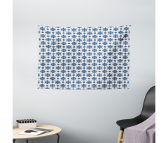 Rhombuses and Flowers Wide Tapestry