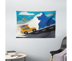 Winter Mountain Road Ski Wide Tapestry