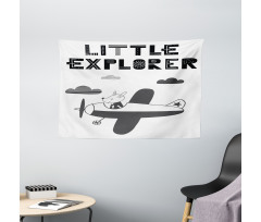 Hand Drawn Bunny Plane Wide Tapestry