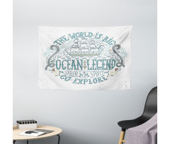 Vintage Nautical Design Wide Tapestry