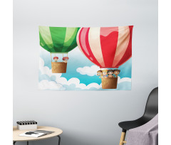 Children in Balloons Wide Tapestry