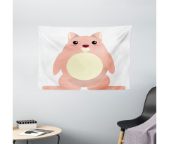 Beaver Kawaii Cartoon Wide Tapestry