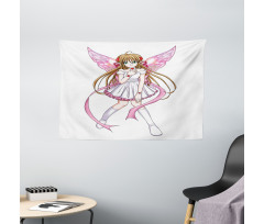 Cartoon Pixie Fairy Angel Wide Tapestry