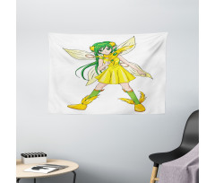 Fantasy Manga Fairy Girl Wide Tapestry