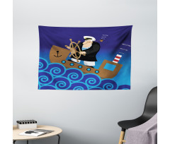 Captain on a Ship Wide Tapestry
