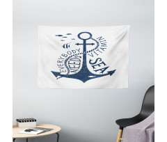 Sea Words Monochrome Wide Tapestry