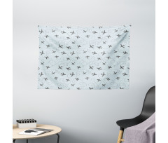 Planes with Swirls Wide Tapestry