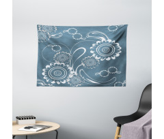 Romantic Blossom Petals Wide Tapestry