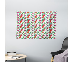 Romantic Spring Petals Wide Tapestry