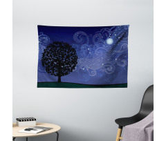 Tree Silhouette Wide Tapestry