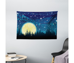 Moon over Forest Wide Tapestry