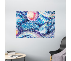 Doodle Wavy Lines Wide Tapestry