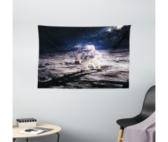 Astronaut on the Moon Wide Tapestry