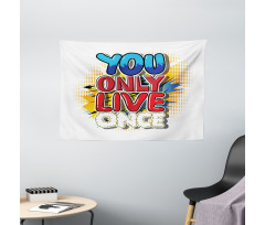 Cartoon Style Life Message Wide Tapestry