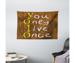 Wooden Rustic Board Words Wide Tapestry