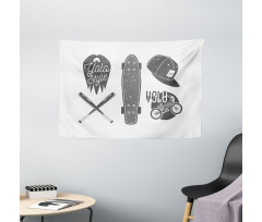 Baseball Bat Skateboard Wide Tapestry