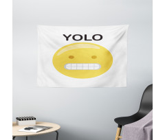 Funny Emoji Face Slogan Wide Tapestry