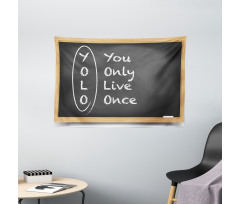 Life Words on Chalkboard Wide Tapestry