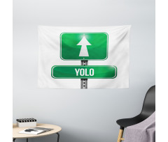 Road Sign Pointing Forward Wide Tapestry