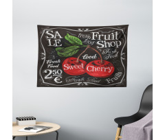 Sketch Style Ripe Cherry Wide Tapestry