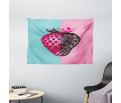 Abstract Strawberry Motif Wide Tapestry