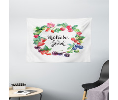 Watercolor Style Berries Wide Tapestry