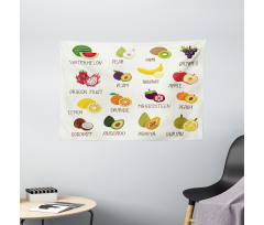 Apple Orange Coconut Wide Tapestry