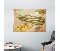 Zucchini Slices Wide Tapestry