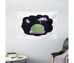 Sleeping Kid Dragon Wide Tapestry