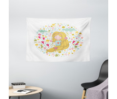 Cheerful Spring Kid Wide Tapestry
