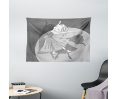 Ballerina Girl Shadow Wide Tapestry