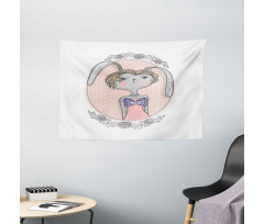 Bunny Portrait Wide Tapestry