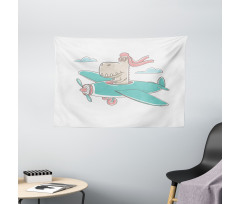 Dinosaur in Plane Wide Tapestry